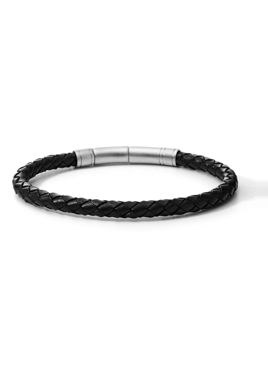 Fossil Wikkelarmband van gevlochten leer JF00510797  - voorkant zwart