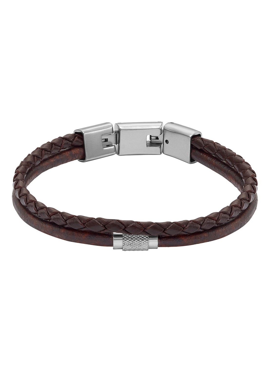 Fossil Wikkelarmband van leer JF04702040 - voorkant donkerbruin