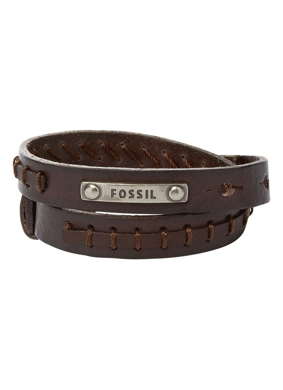 Fossil Wikkelarmband van leer JF87354040 - voorkant bruin