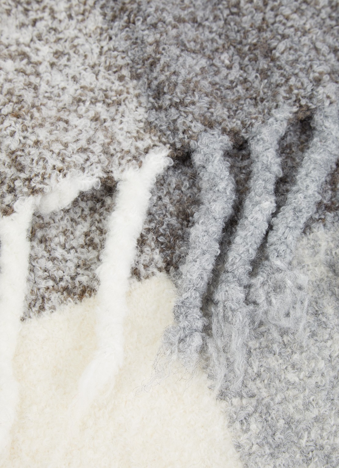 Fraas Grofgebreide sjaal met franjes 40 x 200 cm  - detail 3 creme