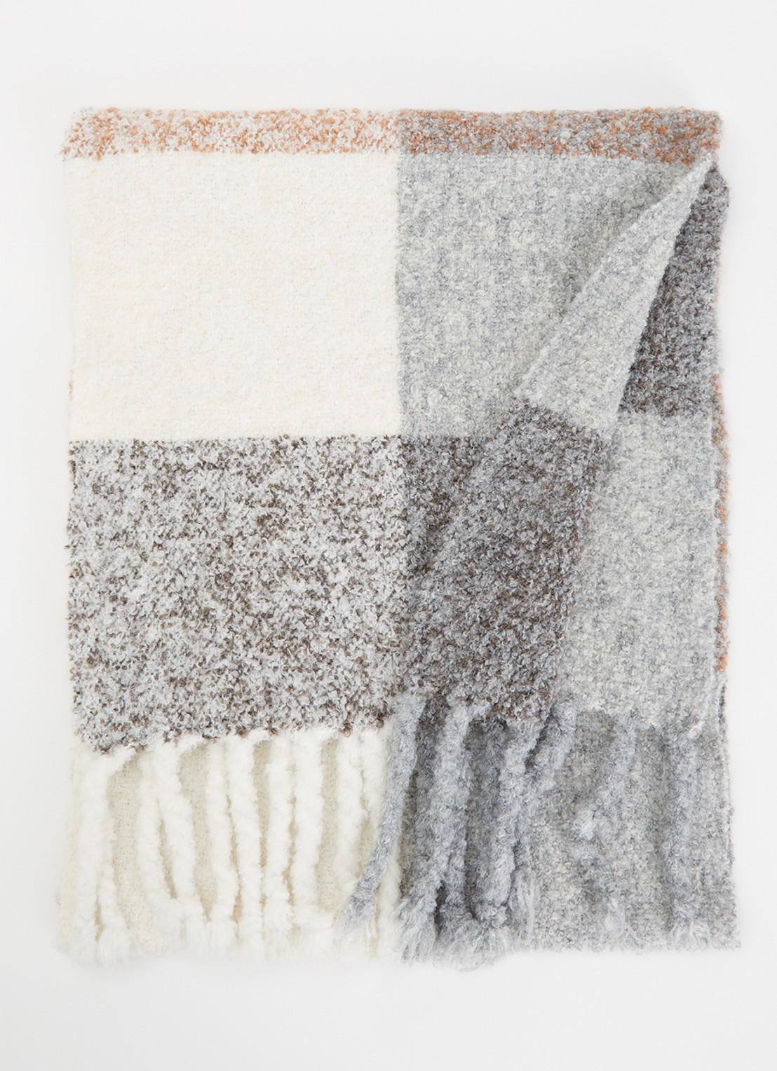 Fraas Grofgebreide sjaal met franjes 40 x 200 cm  - voorkant creme