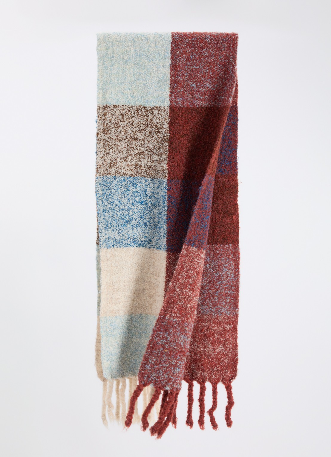Fraas Grofgebreide sjaal met franjes 40 x 200 cm  - detail blauw