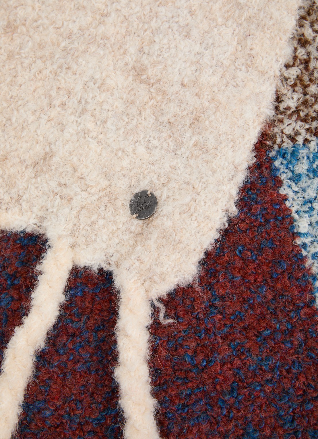 Fraas Grofgebreide sjaal met franjes 40 x 200 cm  - detail 2 blauw