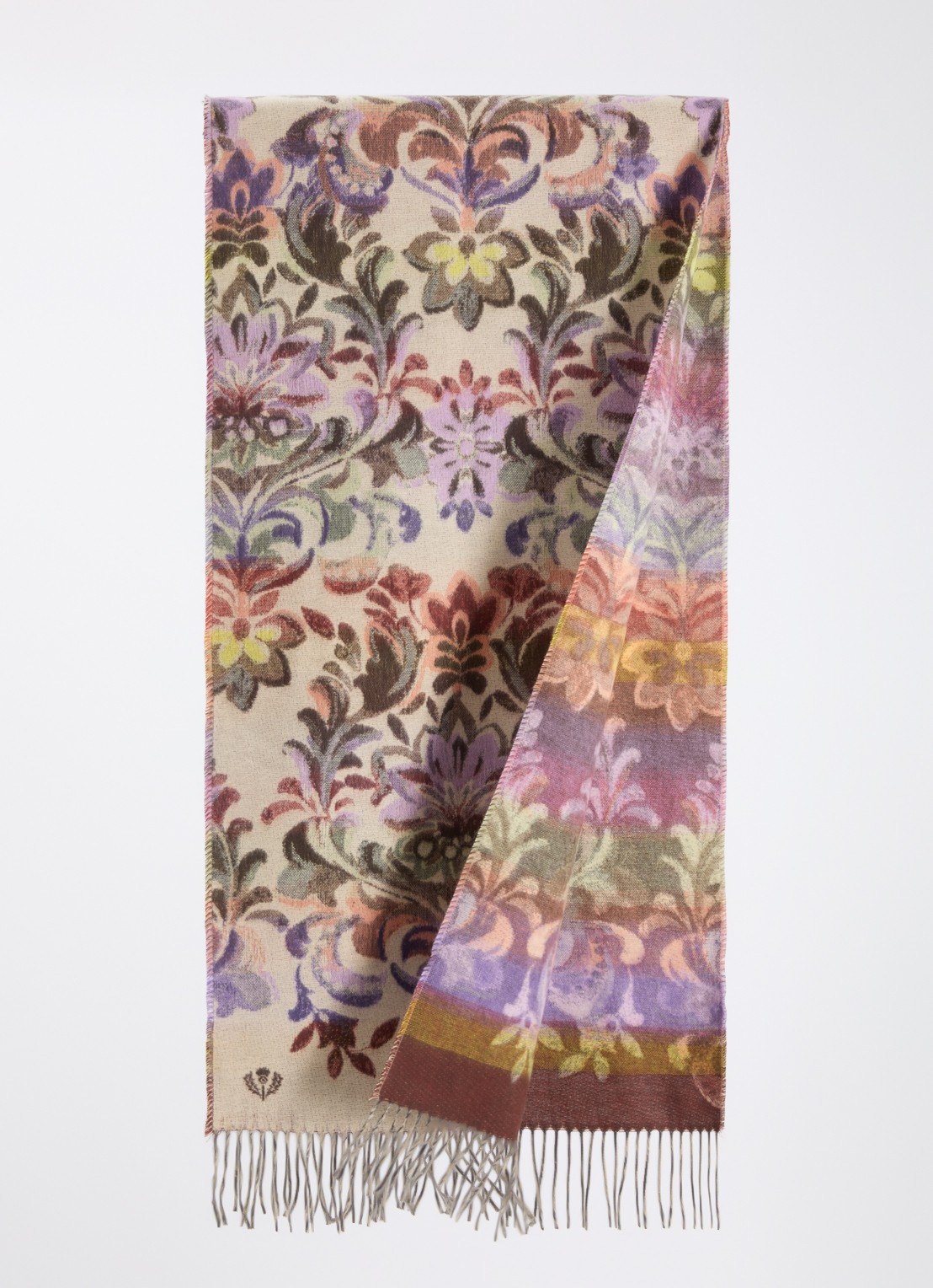 Fraas Sjaal met bloemenprint en franjes 35 x 195 cm  - detail multicolor