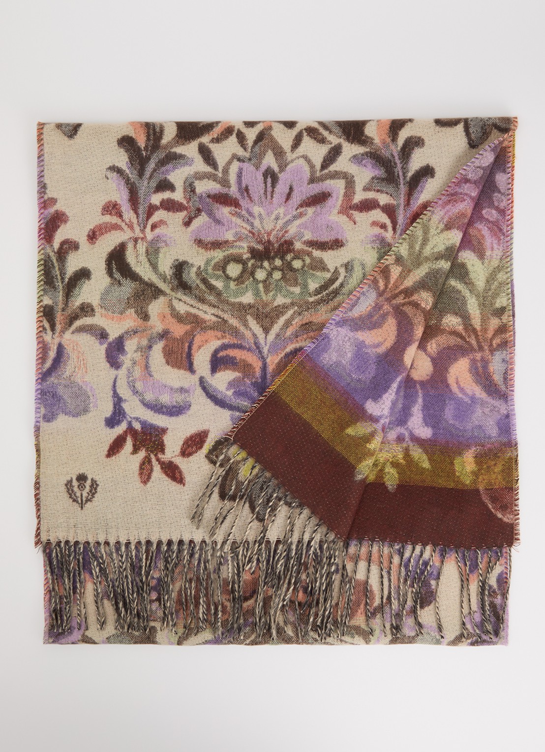 Fraas Sjaal met bloemenprint en franjes 35 x 195 cm  - voorkant 3 multicolor