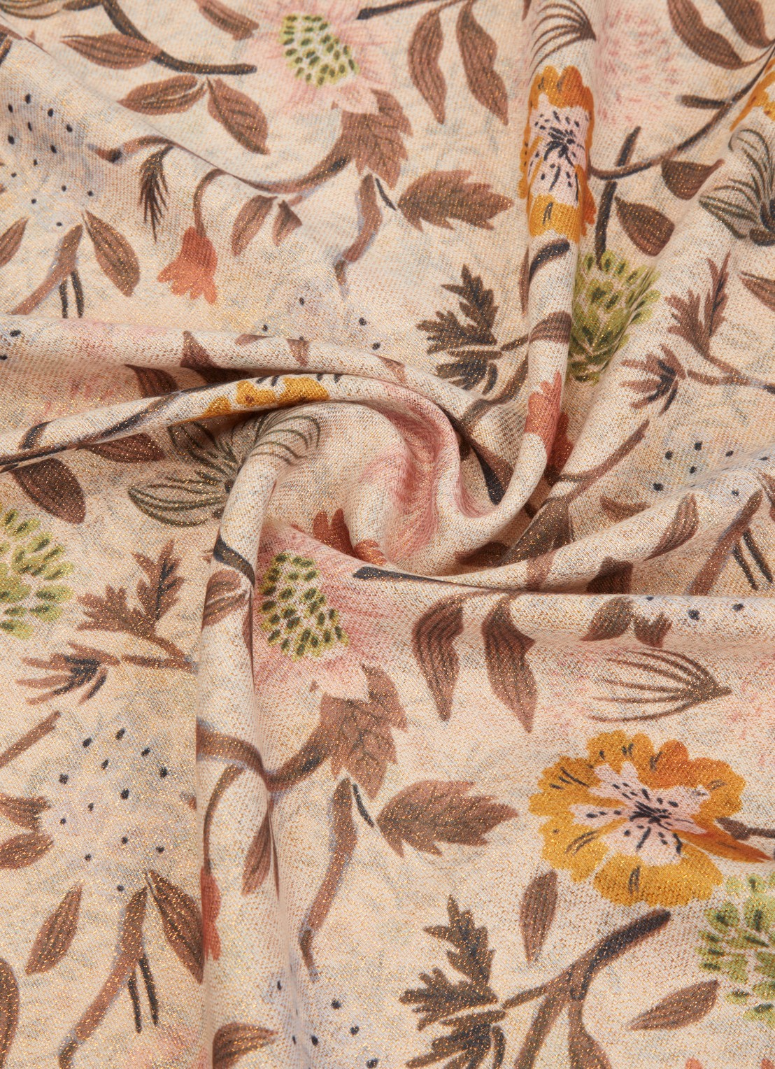 Fraas Sjaal met bloemenprint en glitter 70 x 190 cm  - detail 2 beige