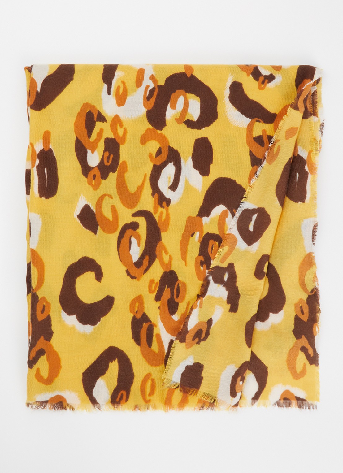 Fraas Sjaal met dierenprint 70 x 190 cm  - voorkant 3 geel