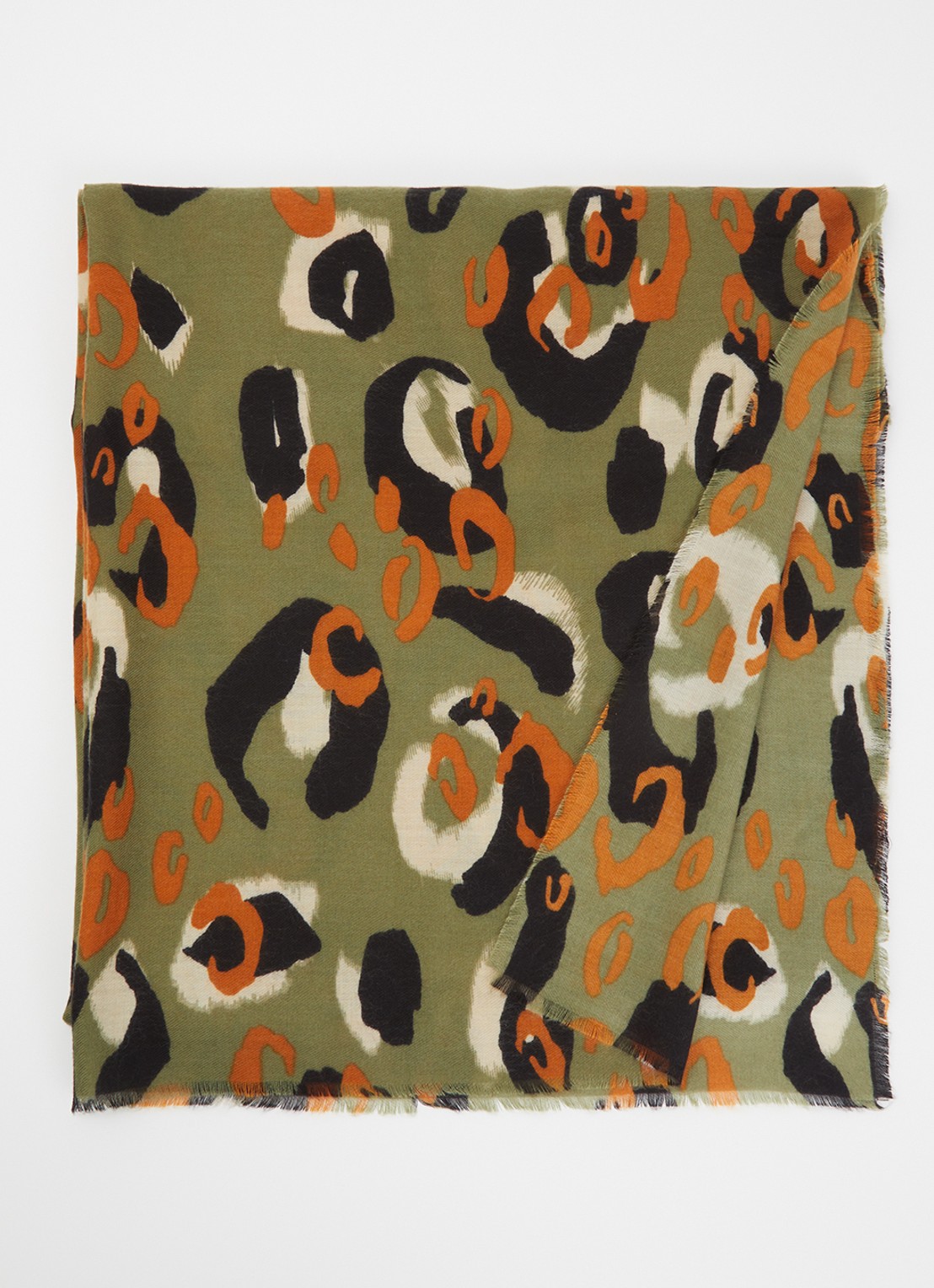 Fraas Sjaal met dierenprint 70 x 190 cm  - voorkant 3 groen