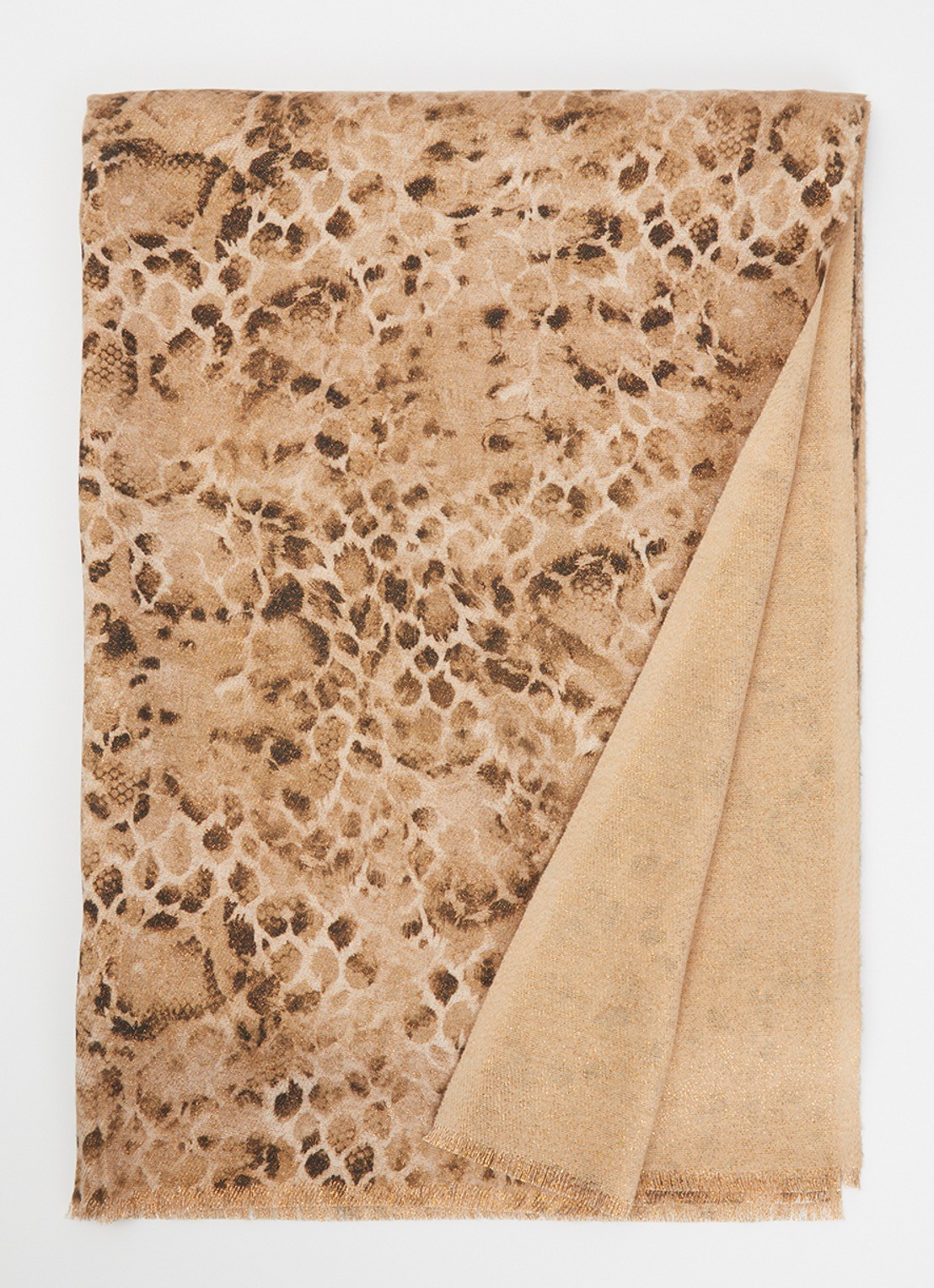 Fraas Sjaal met dierenprint en glitter 70 x 190 cm  - voorkant 3 bruin