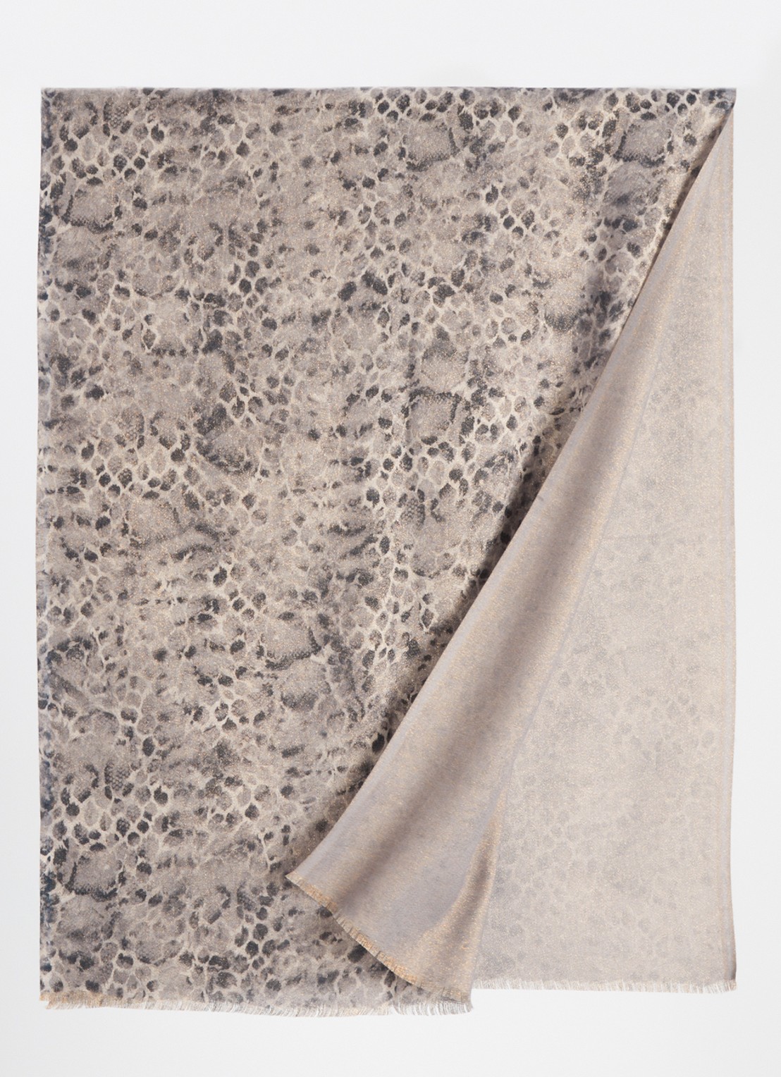 Fraas Sjaal met dierenprint en glitter 70 x 190 cm  - detail 2 grijs