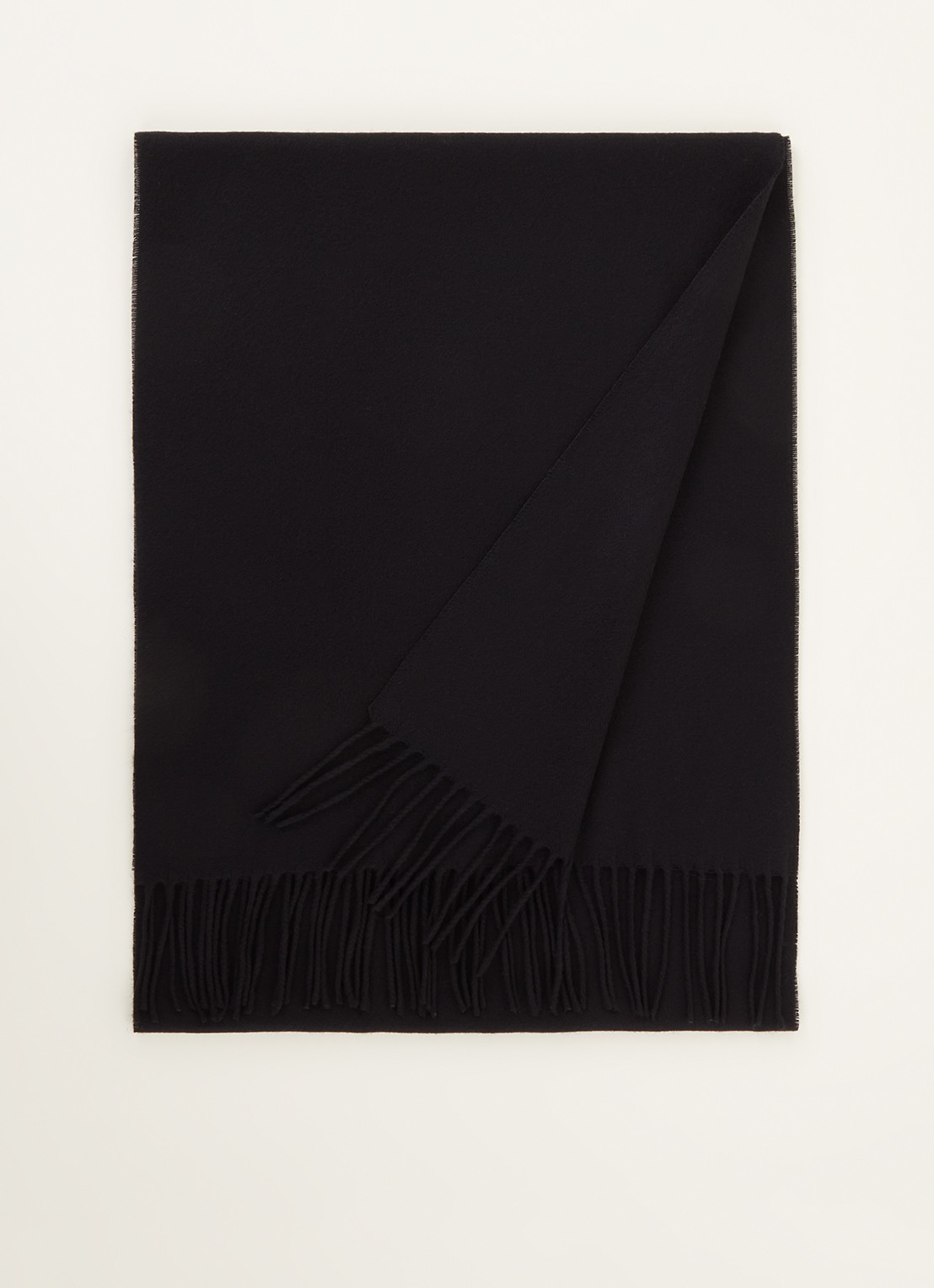 Fraas Sjaal met franjes 200 x 35 cm  - voorkant 2 zwart