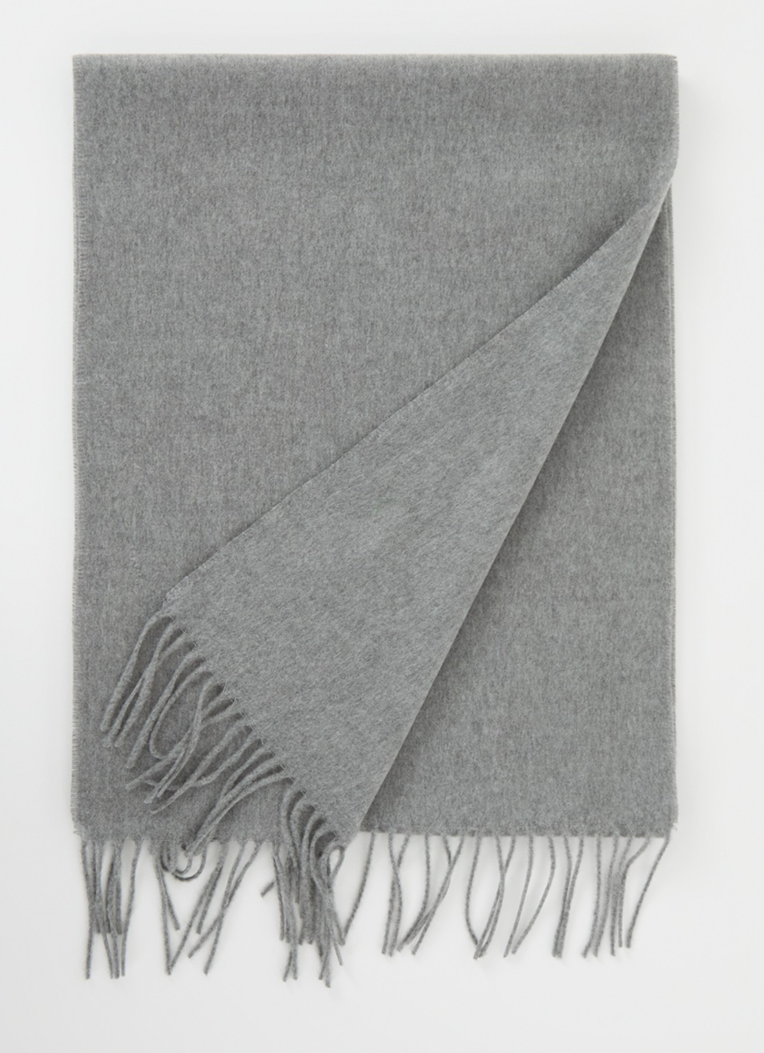 Fraas Sjaal met franjes 200 x 35 cm  - voorkant 3 middengrijs