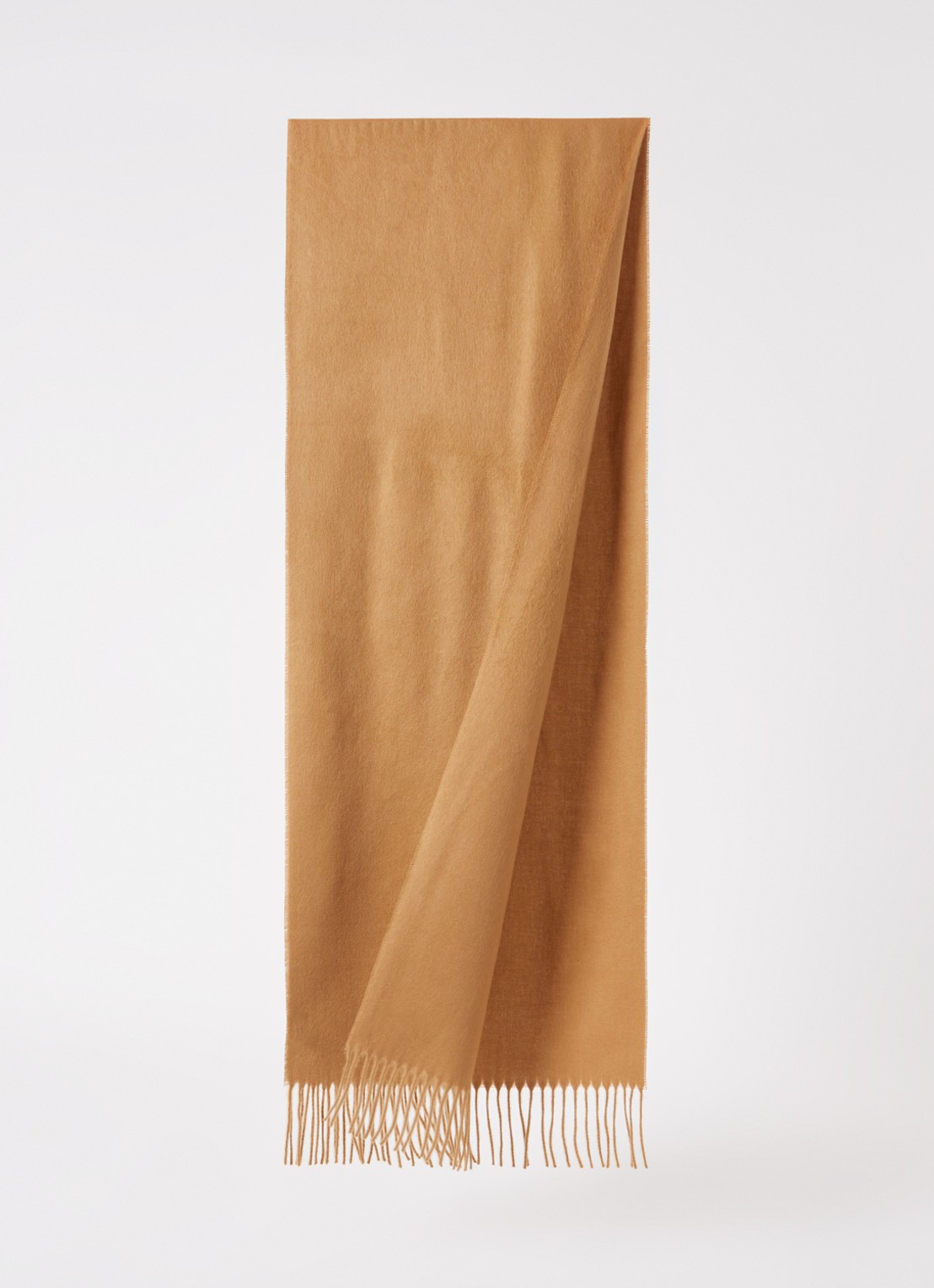 Fraas Sjaal met franjes 200 x 35 cm  - voorkant 3 camel