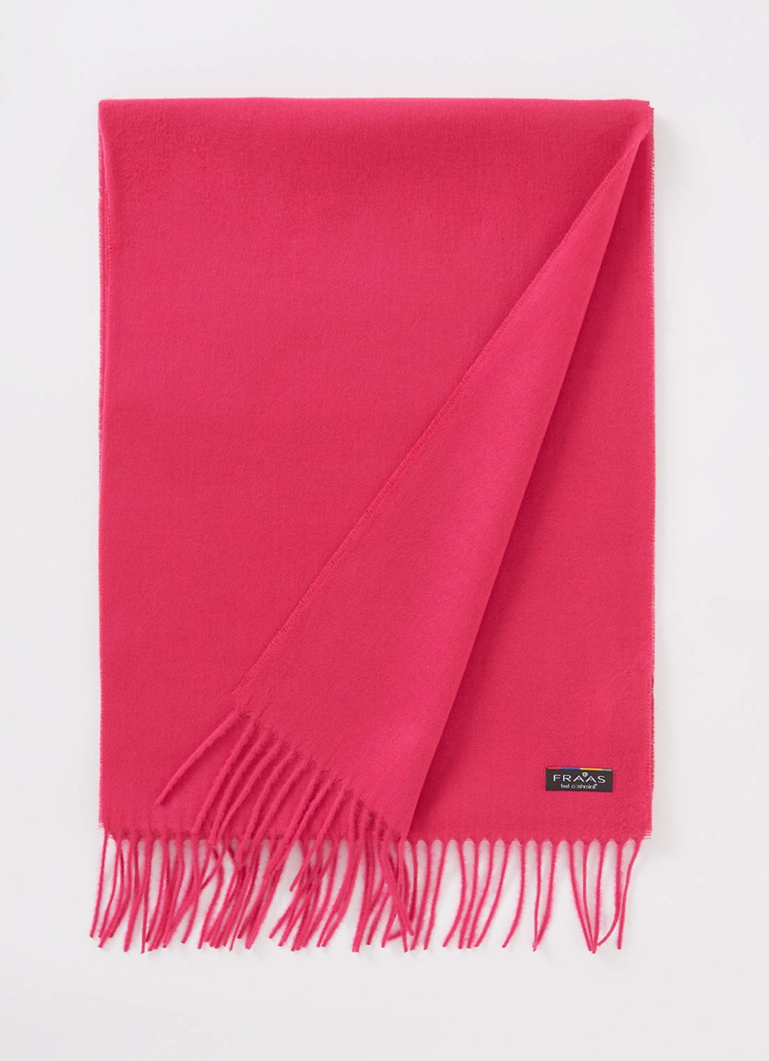 Fraas Sjaal met franjes 200 x 35 cm  - voorkant donkerroze