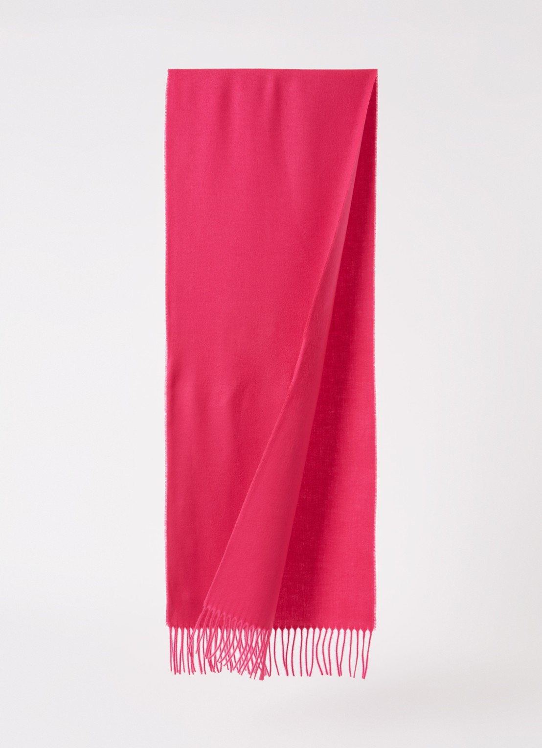 Fraas Sjaal met franjes 200 x 35 cm  - voorkant 2 donkerroze