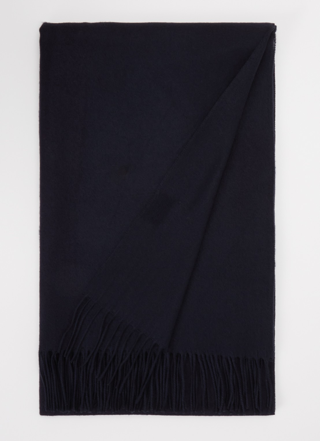 Fraas Sjaal met franjes 200 x 35 cm  - voorkant donkerblauw