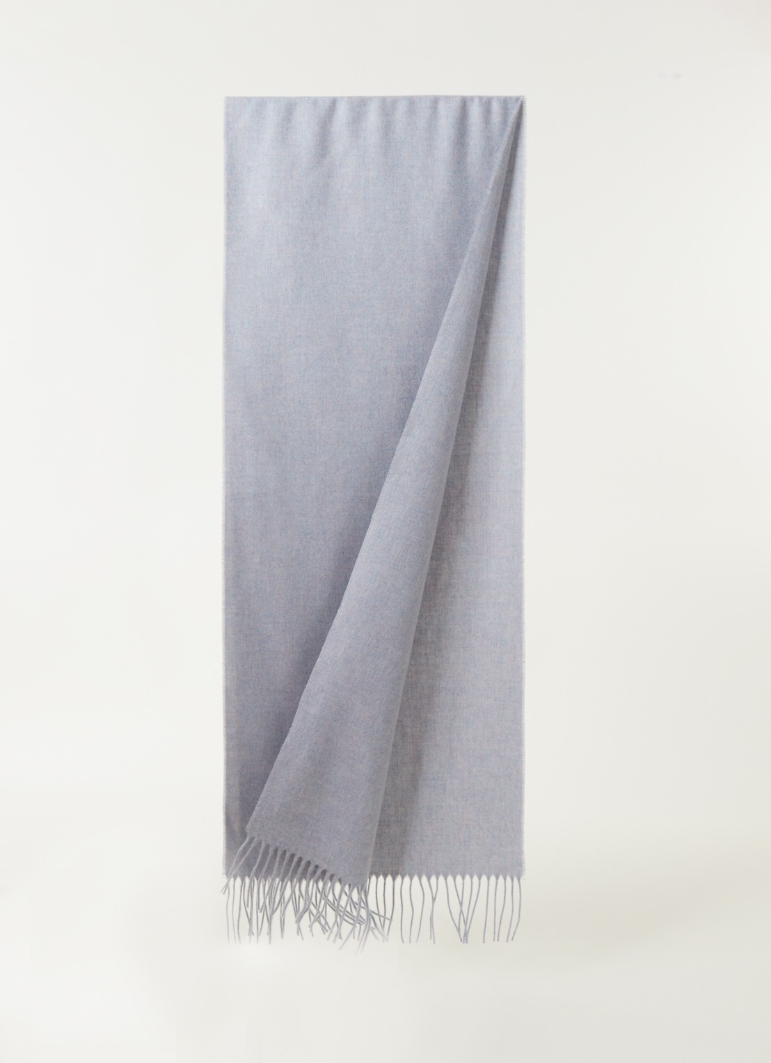 Fraas Sjaal met franjes 200 x 35 cm  - voorkant 2 lichtblauw