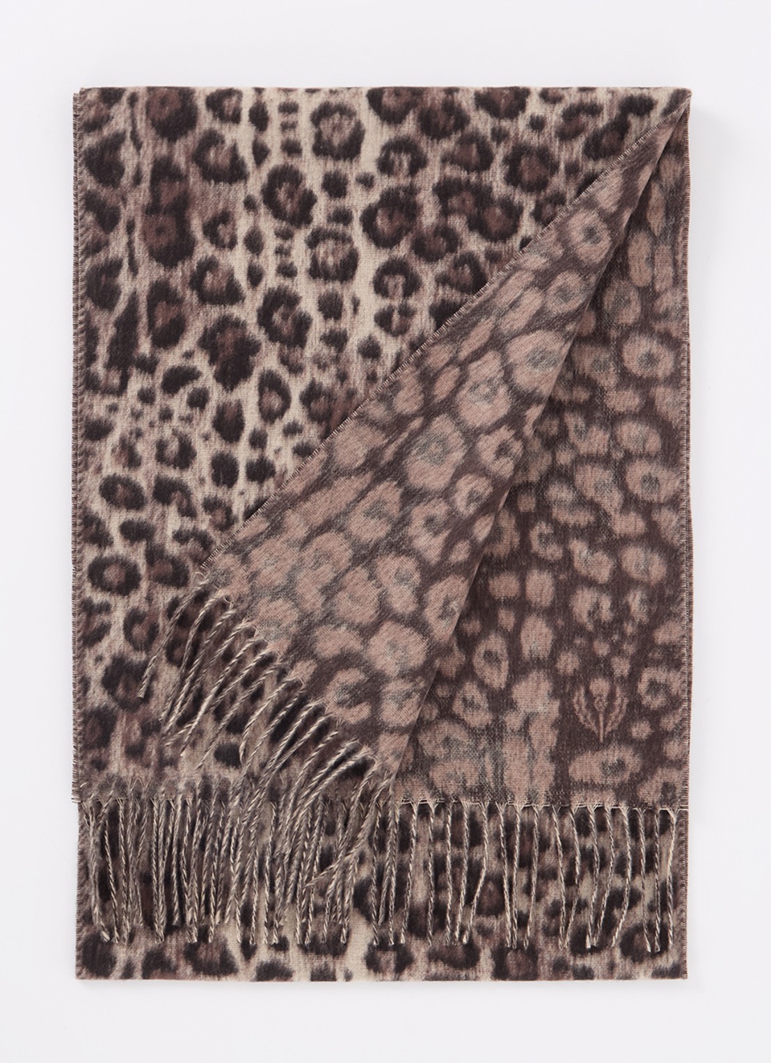 Fraas Sjaal met panterprint 185 x 35 cm - voorkant 3 donkerbeige