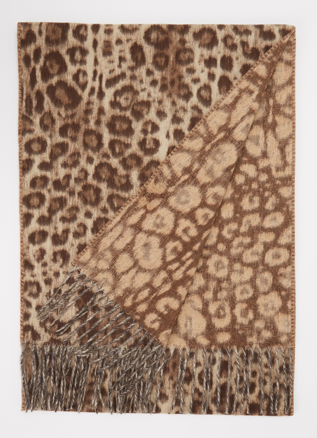 Fraas Sjaal met panterprint 185 x 35 cm - voorkant bruin