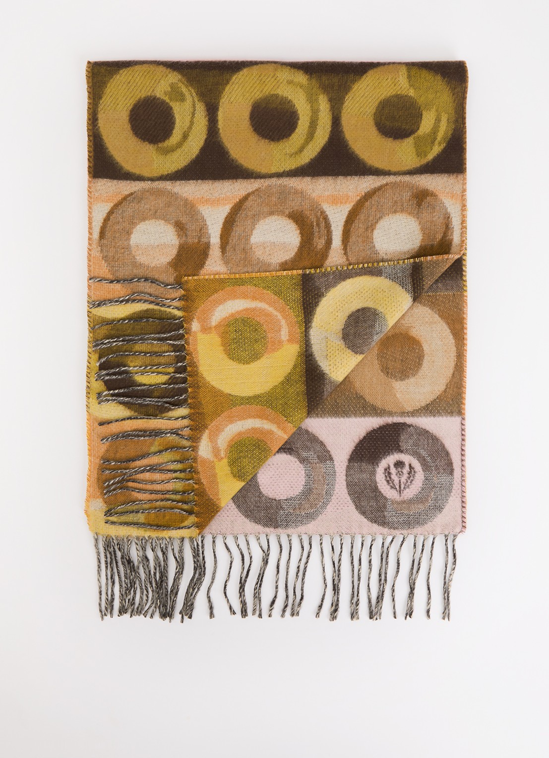 Fraas Sjaal met print en franjes 35 x 195 cm  - voorkant orange