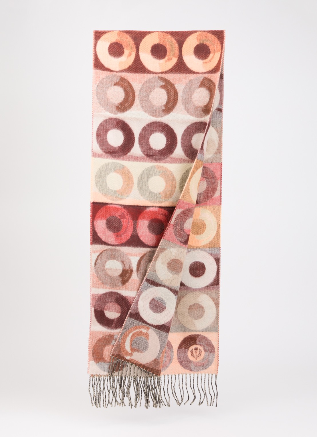 Fraas Sjaal met print en franjes 35 x 195 cm  - detail 2 roze
