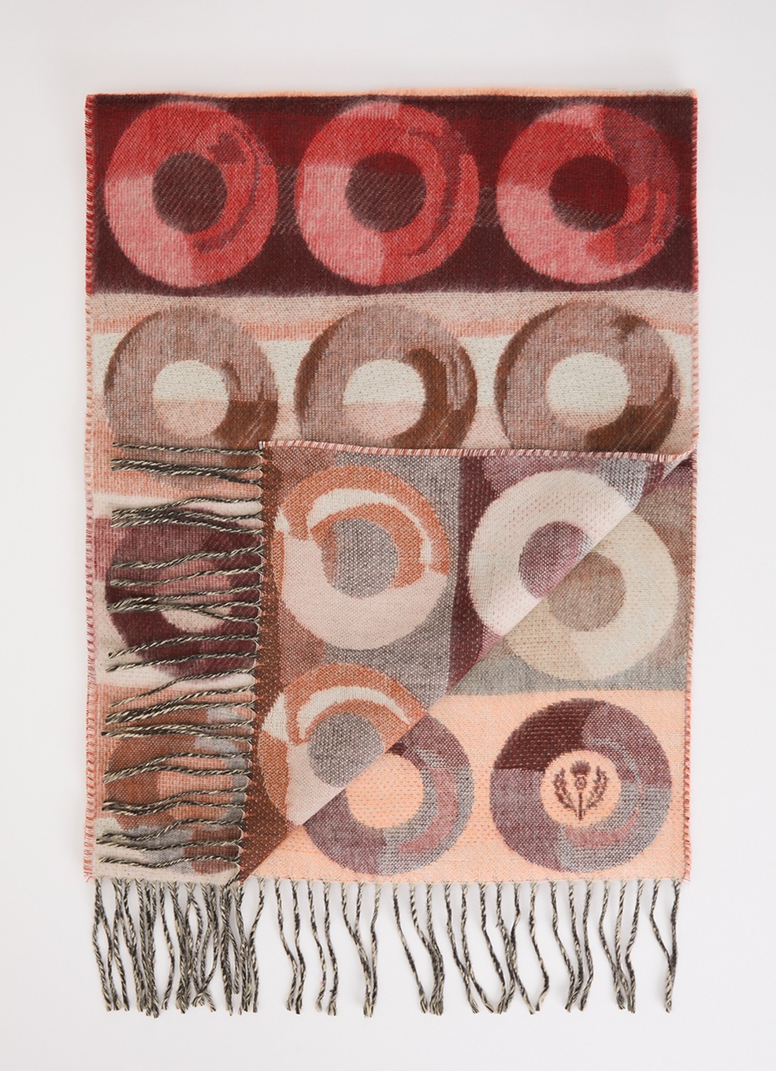 Fraas Sjaal met print en franjes 35 x 195 cm  - voorkant roze