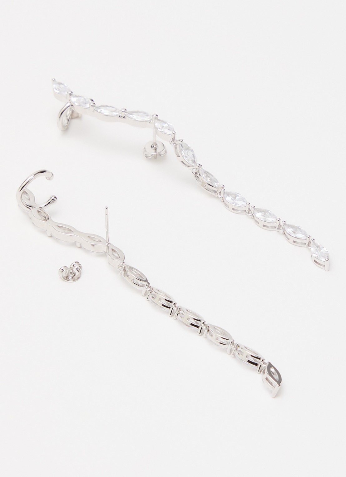 Franky Amsterdam De Freya Climber oorstekers met kristal - detail zilver