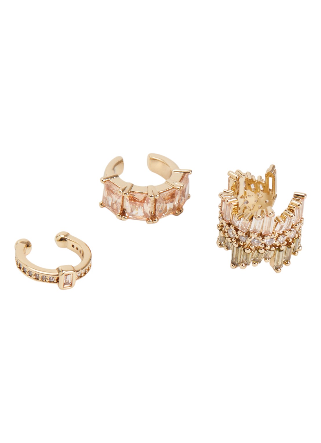 Franky Amsterdam De Frosted Rose ear cuff verguld in set van 3 - detail goud