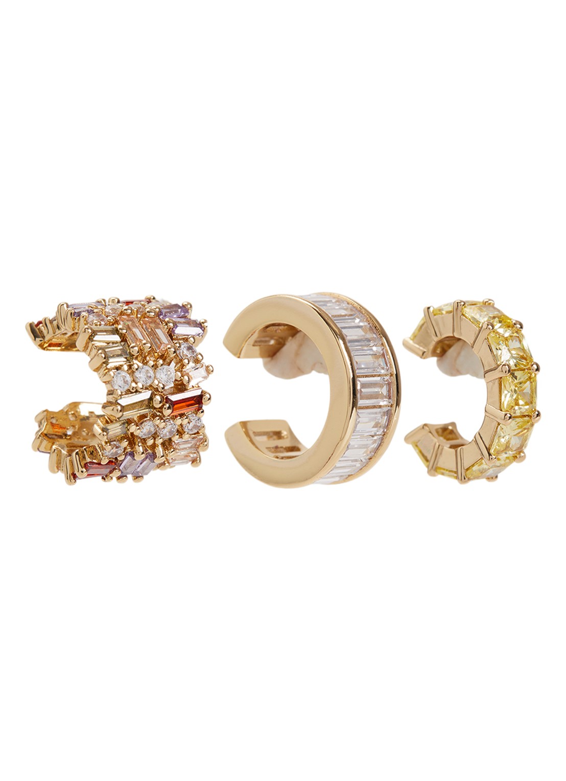 Franky Amsterdam De Holiday Halo ear cuff in set van 3 - voorkant 3 goud