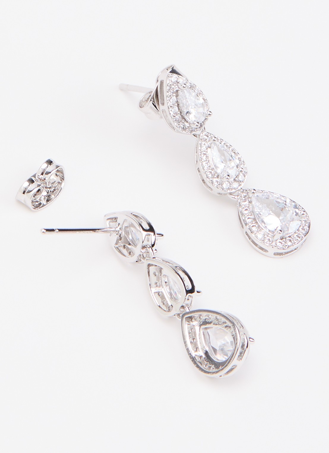 Franky Amsterdam De Vivien oorstekers met kristal - detail 2 zilver