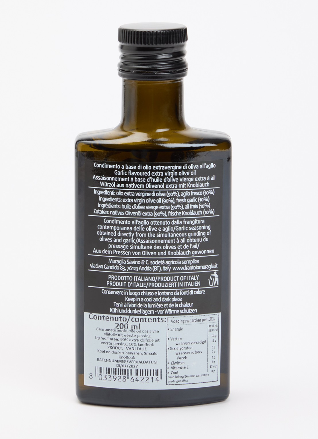 Frantoio Muraglia Aglio extra vierge olijfolie 200 ml - voorkant 4 undefined