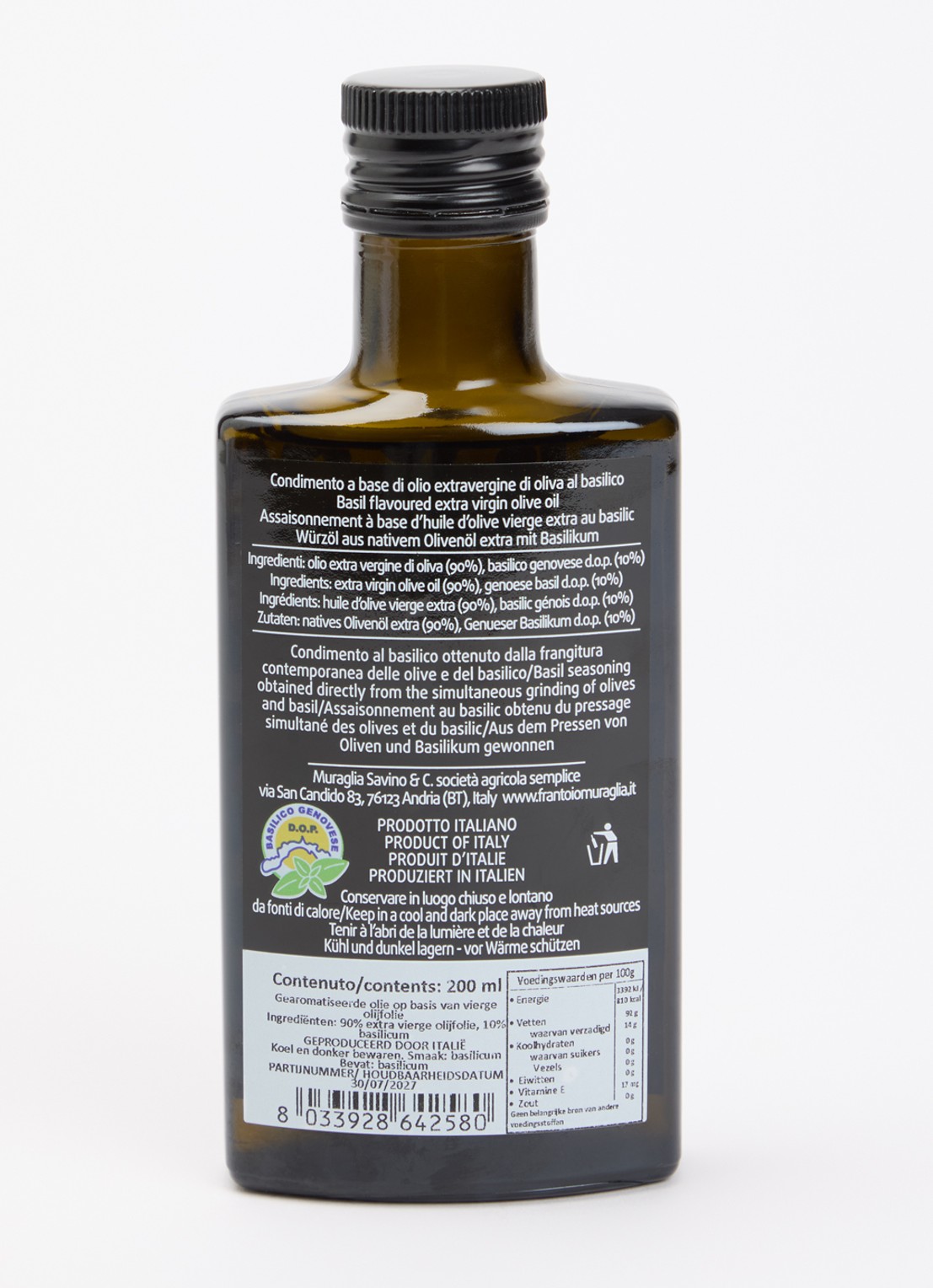 Frantoio Muraglia Basilico extra vierge olijfolie 200 ml - voorkant 2 undefined