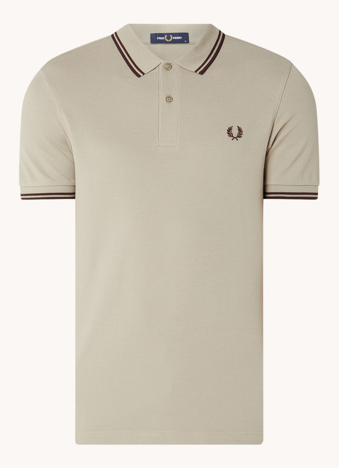 Fred Perry Regular fit polo van piqué katoen met logoborduring - voorkant 2 grijs