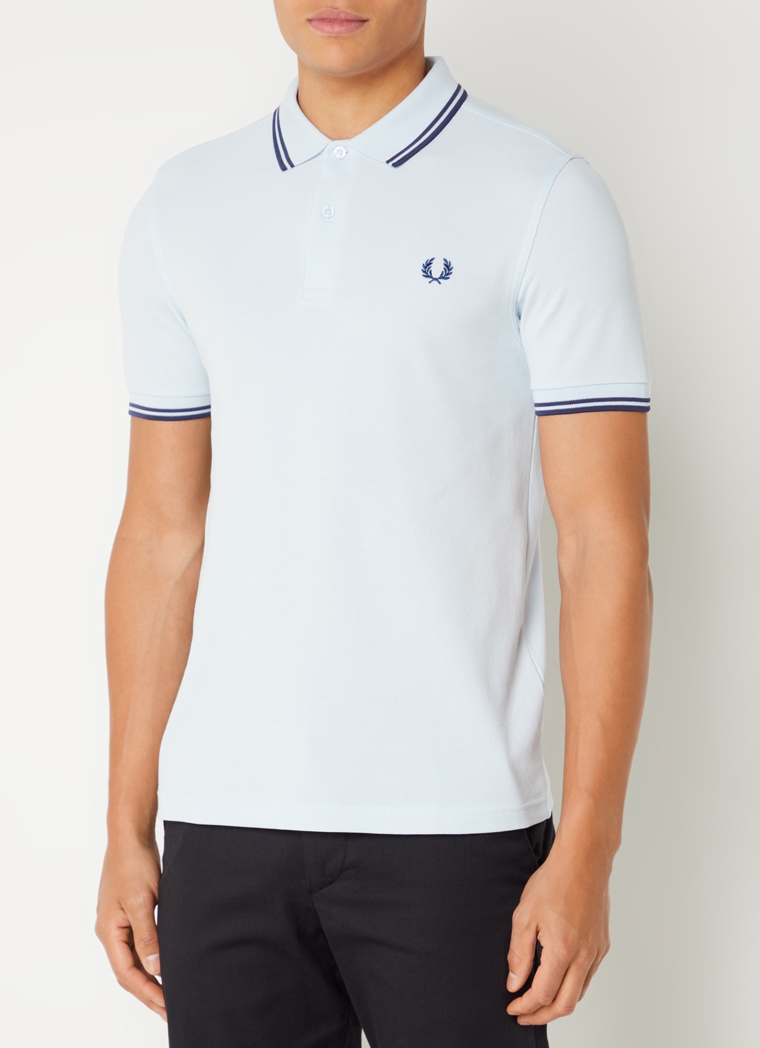 Fred Perry Regular fit polo van piqué katoen met logoborduring - detail donkerblauw