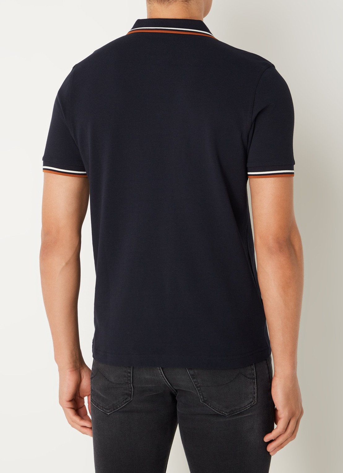 Fred Perry Regular fit polo van piqué katoen met logoborduring - achterkant 2 donkerblauw