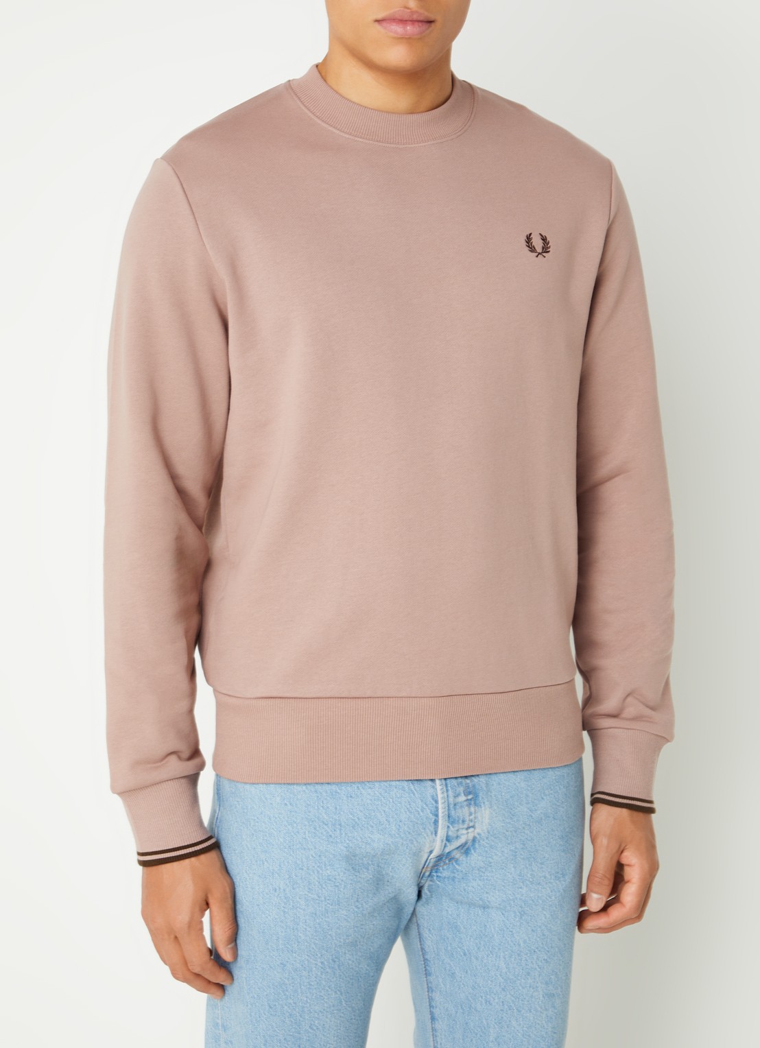 Fred Perry Sweater met logoborduring - detail 2 oudroze
