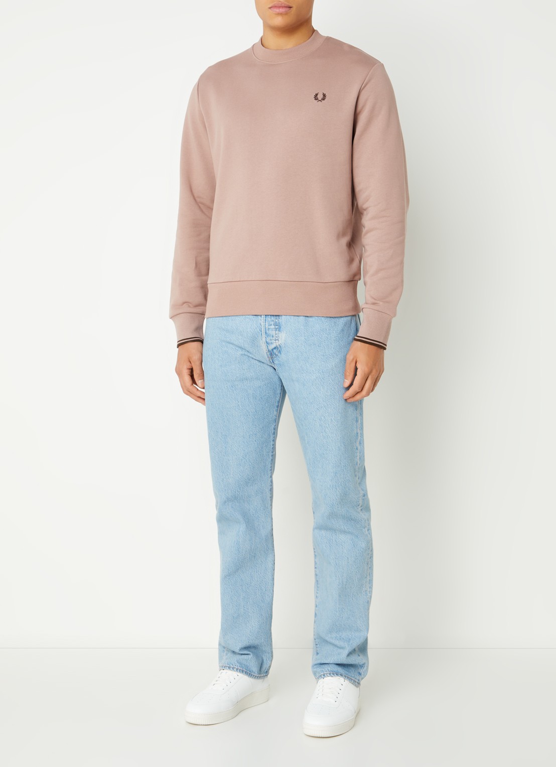 Fred Perry Sweater met logoborduring - voorkant 4 oudroze