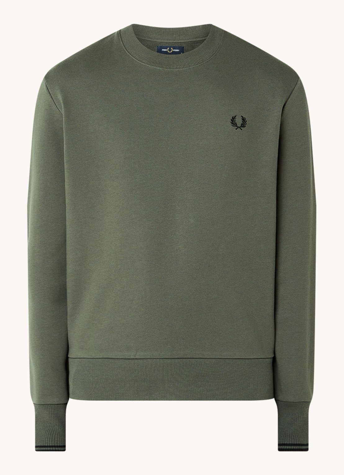Fred Perry Sweater met logoborduring - voorkant 2 groen