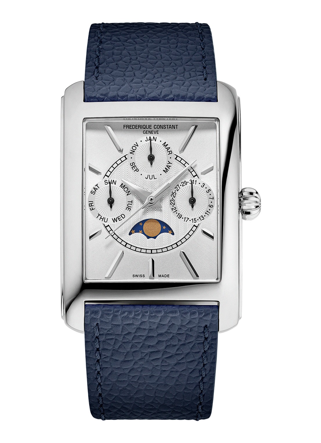 Frederique Constant Classics Carree Calendar Moonphase horloge FC-265S4C6 - voorkant 3 zilver