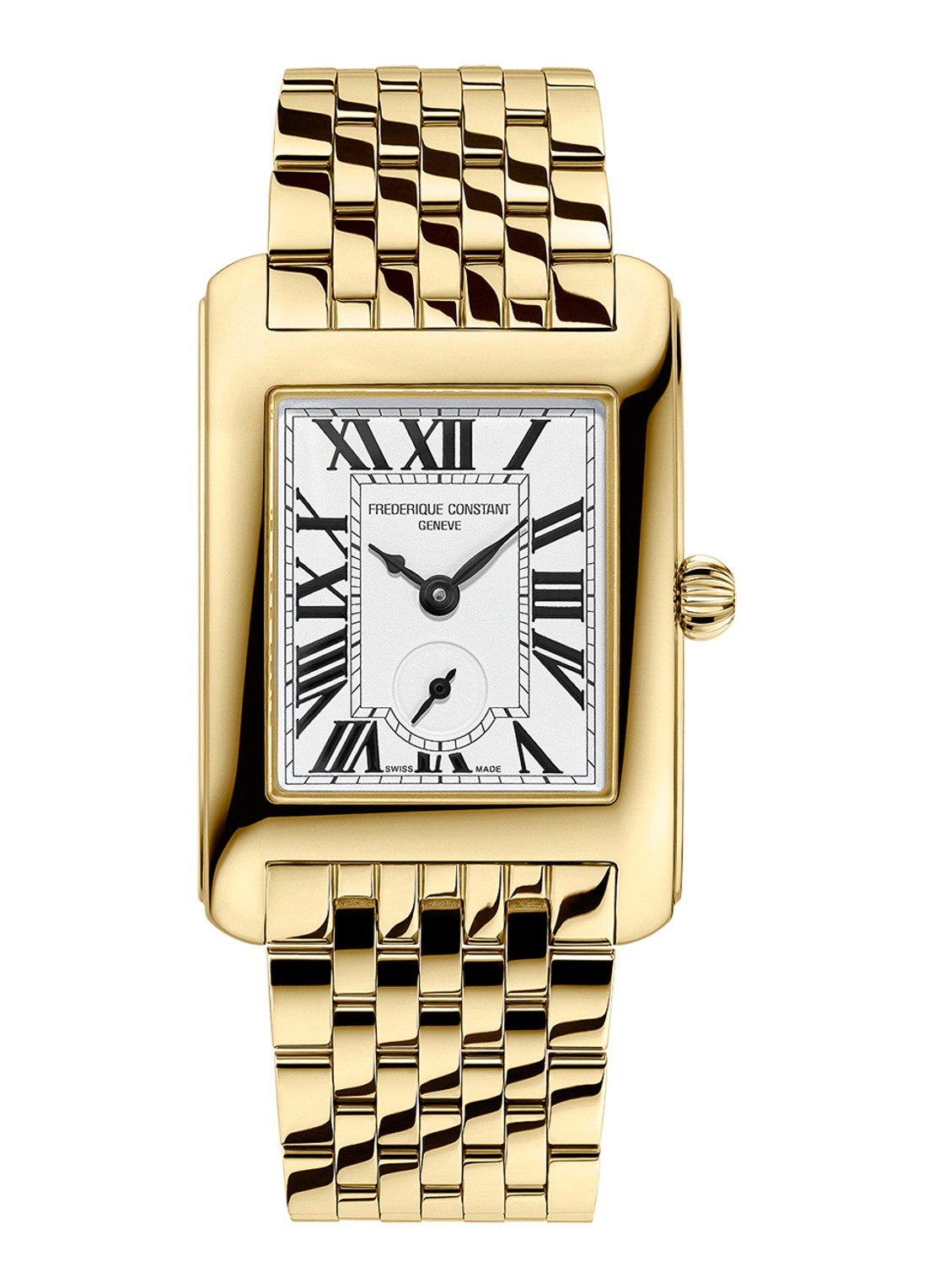 Frederique Constant Classics Carree Small Seconds horloge FC-235S2C5B - voorkant 3 goud