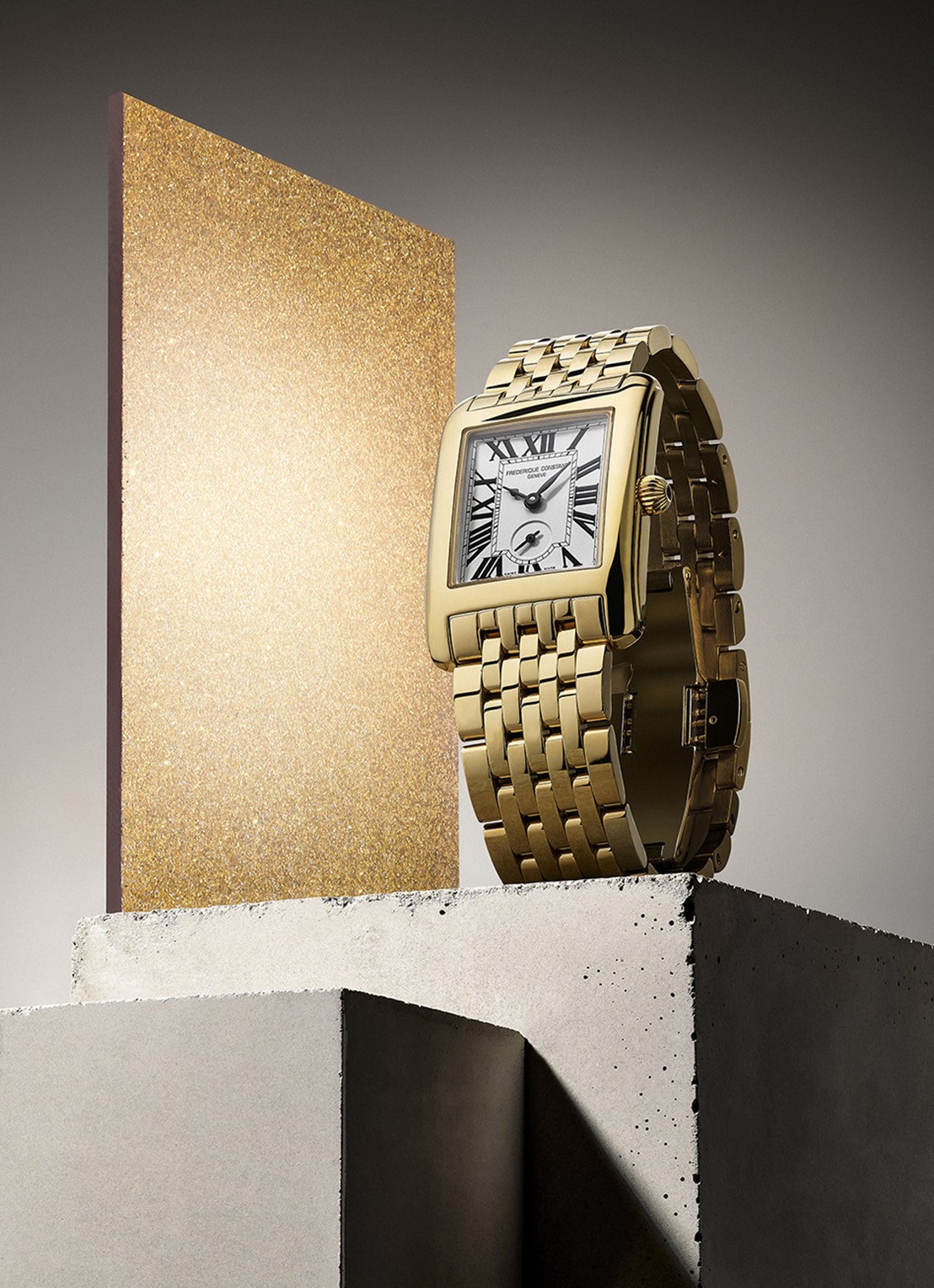 Frederique Constant Classics Carree Small Seconds horloge FC-235S2C5B - voorkant 4 goud