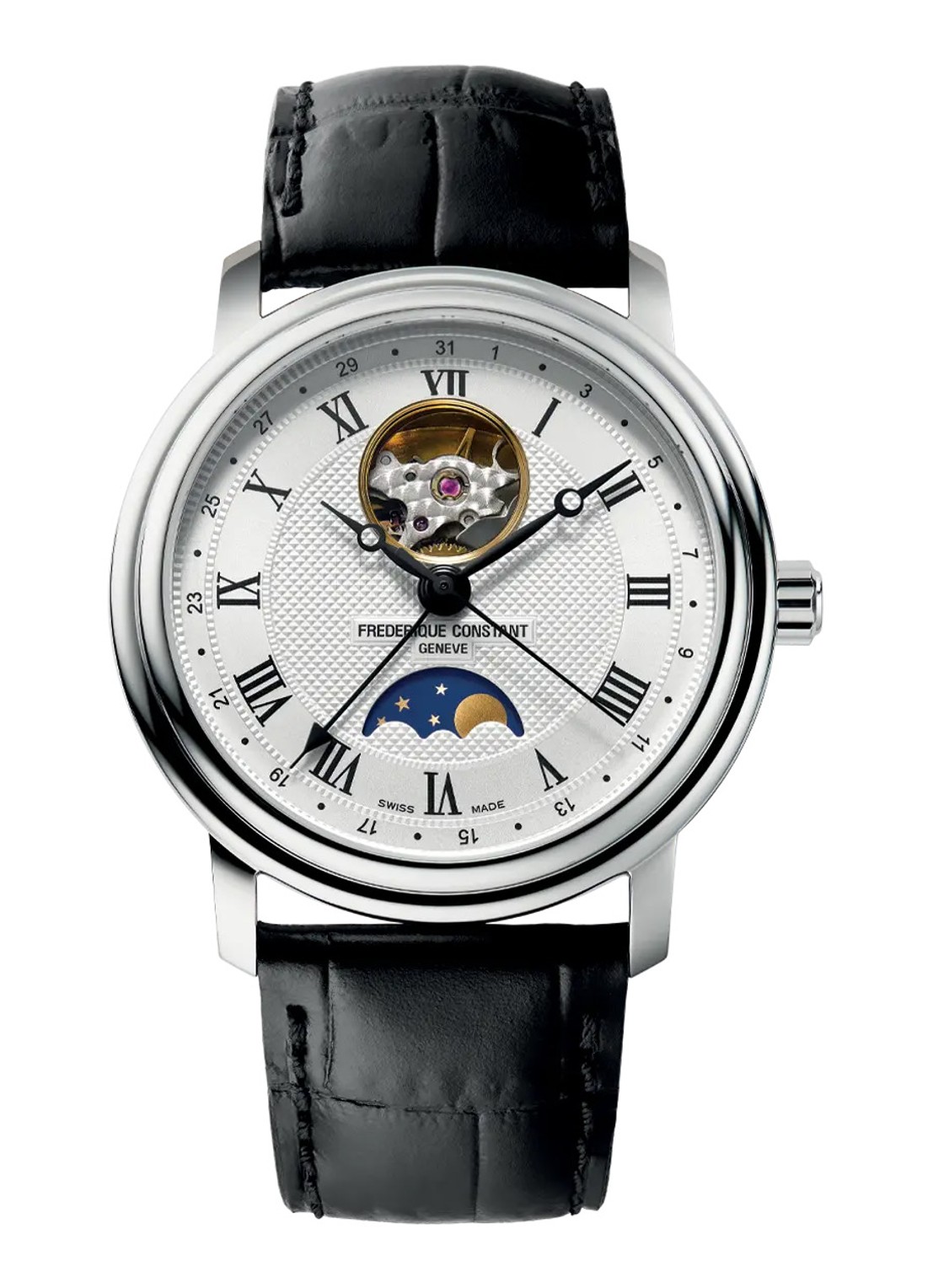 Frederique Constant Heart Beat Moonphase Date horloge FC-335MC4P6 - voorkant zilver