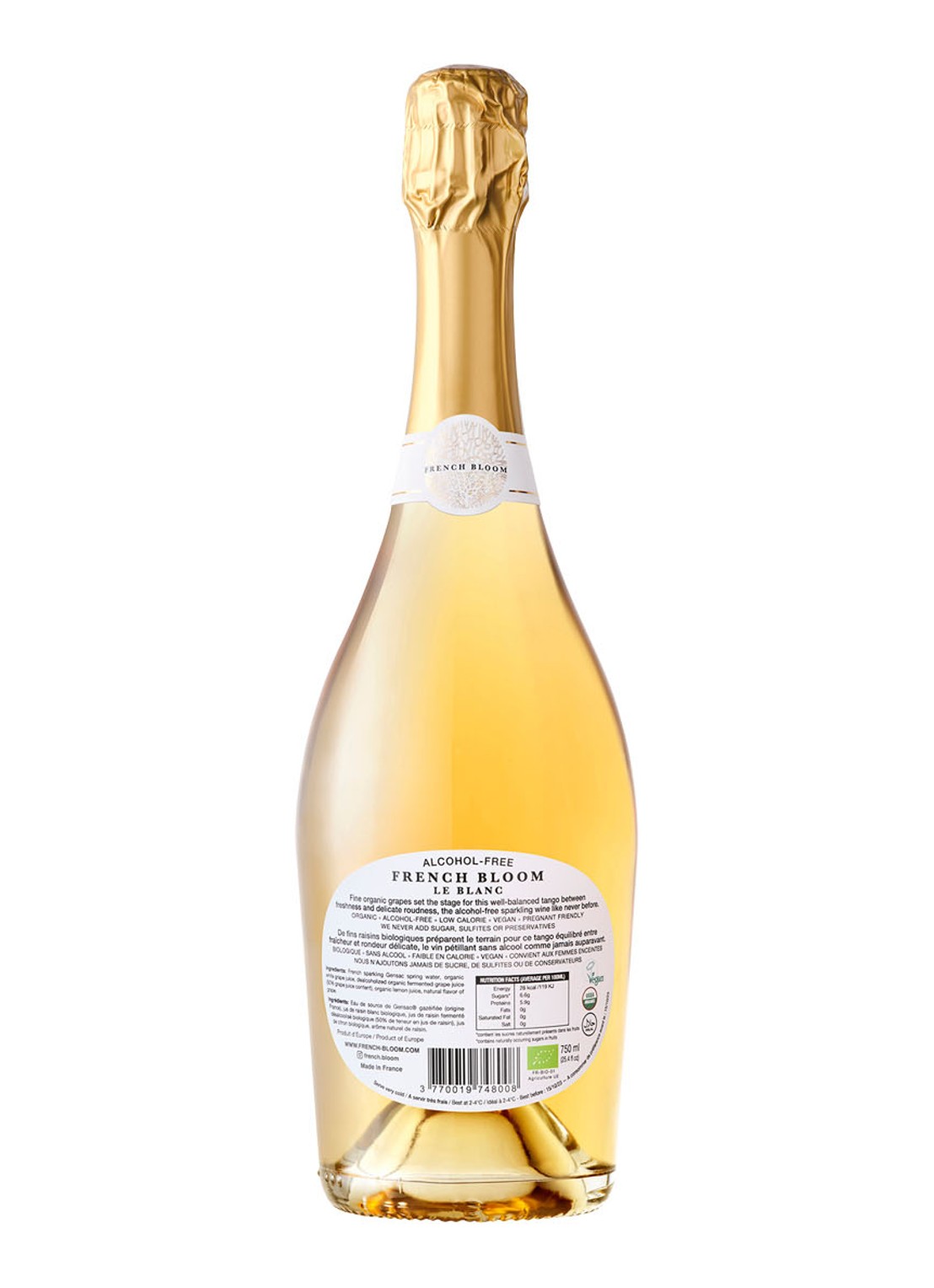French Bloom Le Blanc alcoholvrije mousserende wijn 750 ml - voorkant 2 undefined