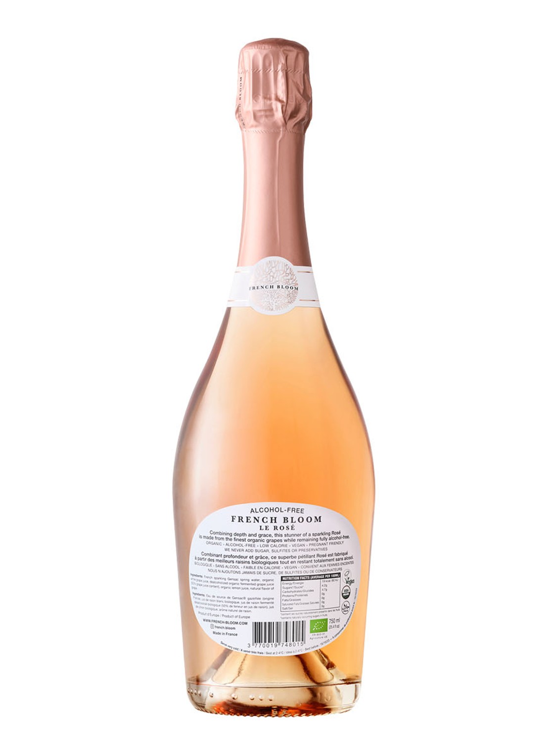 French Bloom Le Rosé  alcoholvrije mousserende rosé wijn 750 ml - voorkant 2 undefined