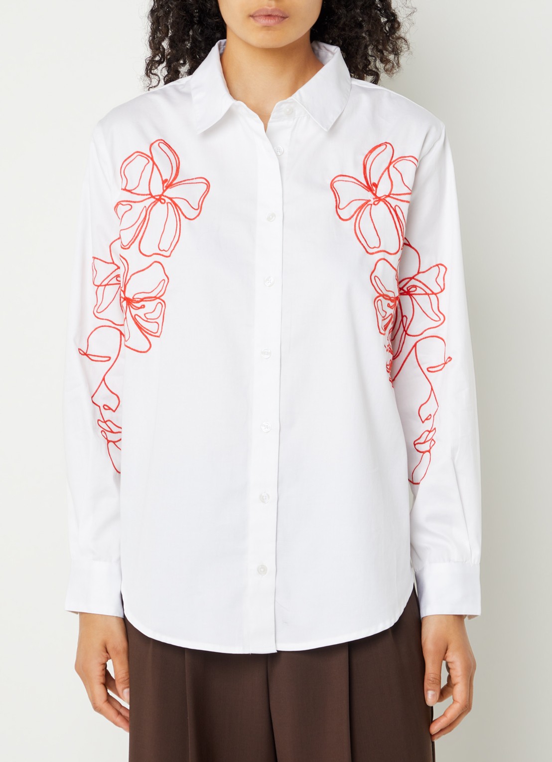 French Connection Alexis blouse met bloemborduring - detail wit