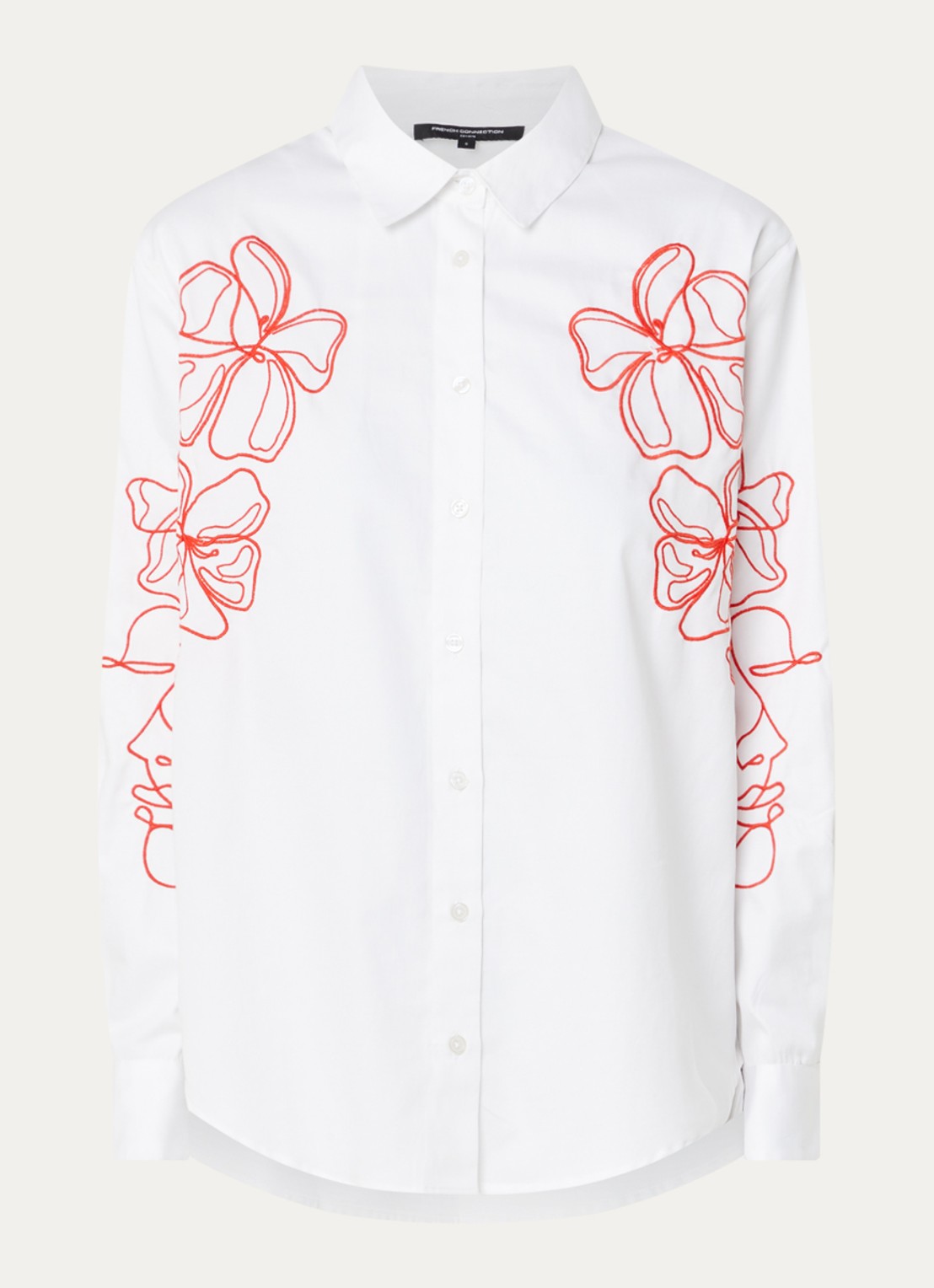French Connection Alexis blouse met bloemborduring - voorkant 3 wit