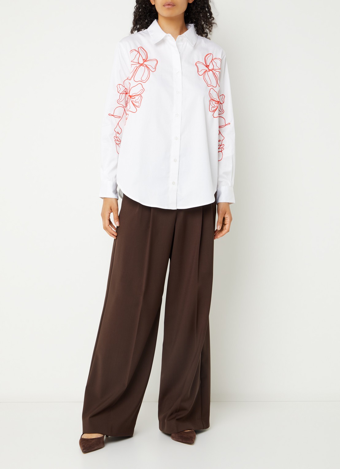 French Connection Alexis blouse met bloemborduring - voorkant 4 wit