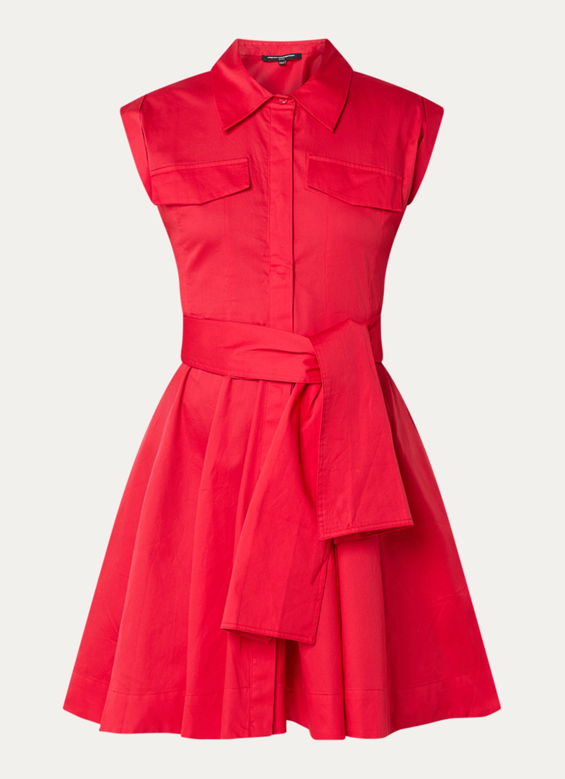 French Connection Alexis mini blousejurk met strikceintuur - voorkant 3 rood