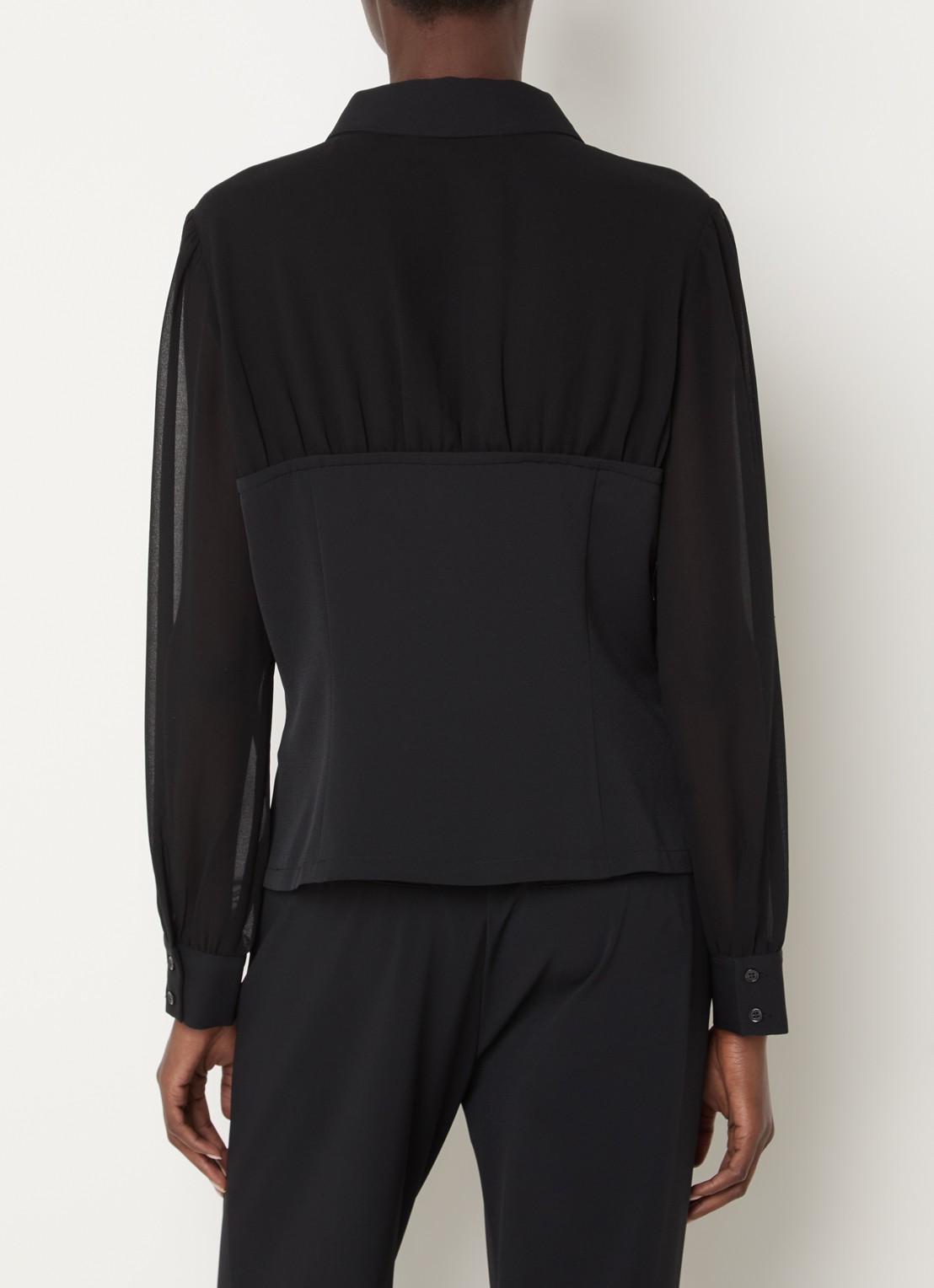 French Connection Arezzo semi-transparante blouse - achterkant 2 zwart