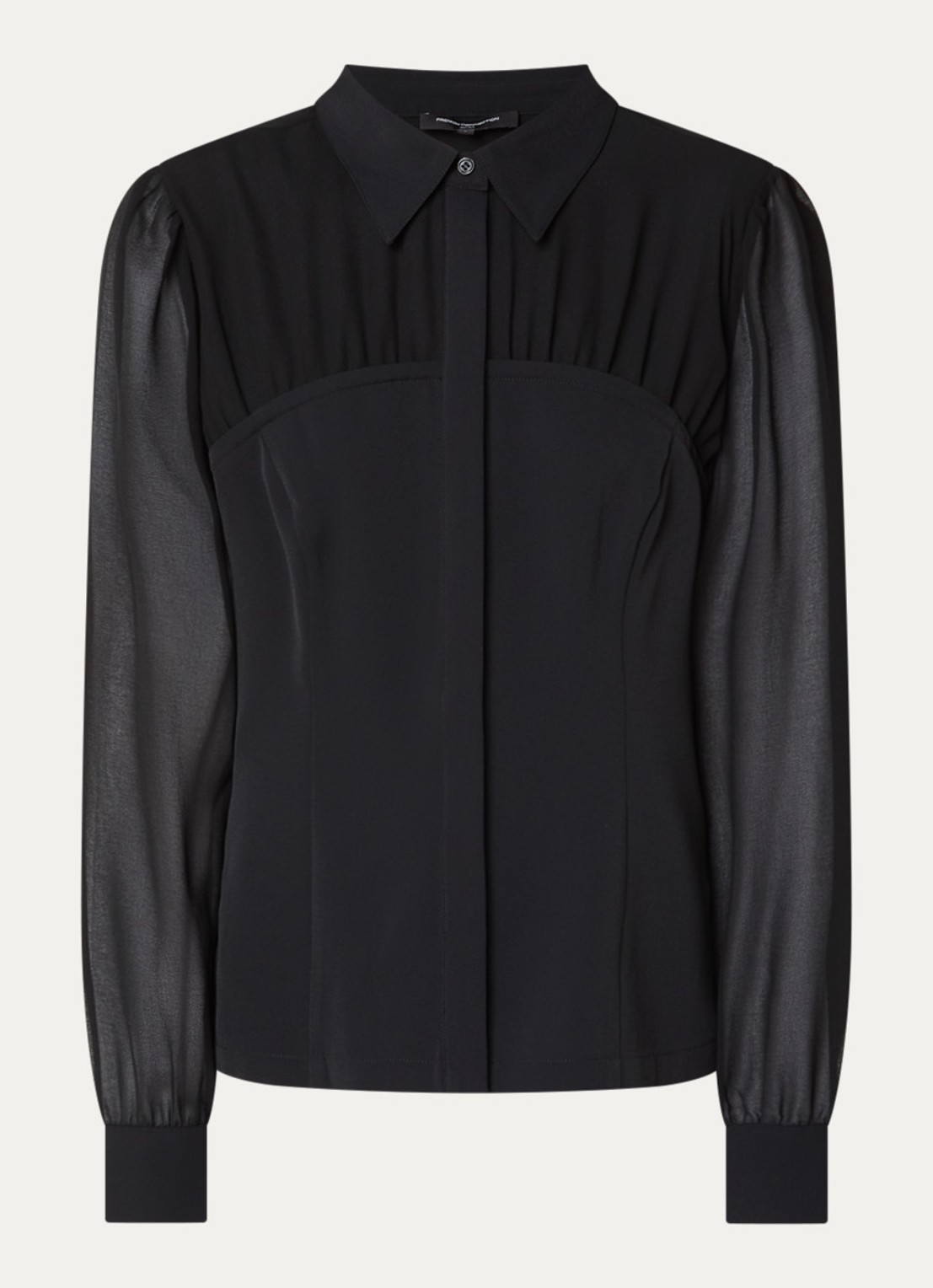 French Connection Arezzo semi-transparante blouse - voorkant 3 zwart